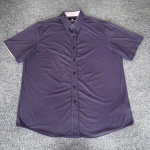 Buttercloth Mens XL Purple Geometric Short Sleeve Button Down Shirt Stretch Soft